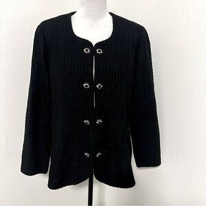 MISOOK Women’s Large Jacket Blazer Knit Black Gold Buttons with Rhinestones EUC